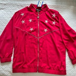 Vintage Blair Red Bomber Jacket with Silver Star Accents